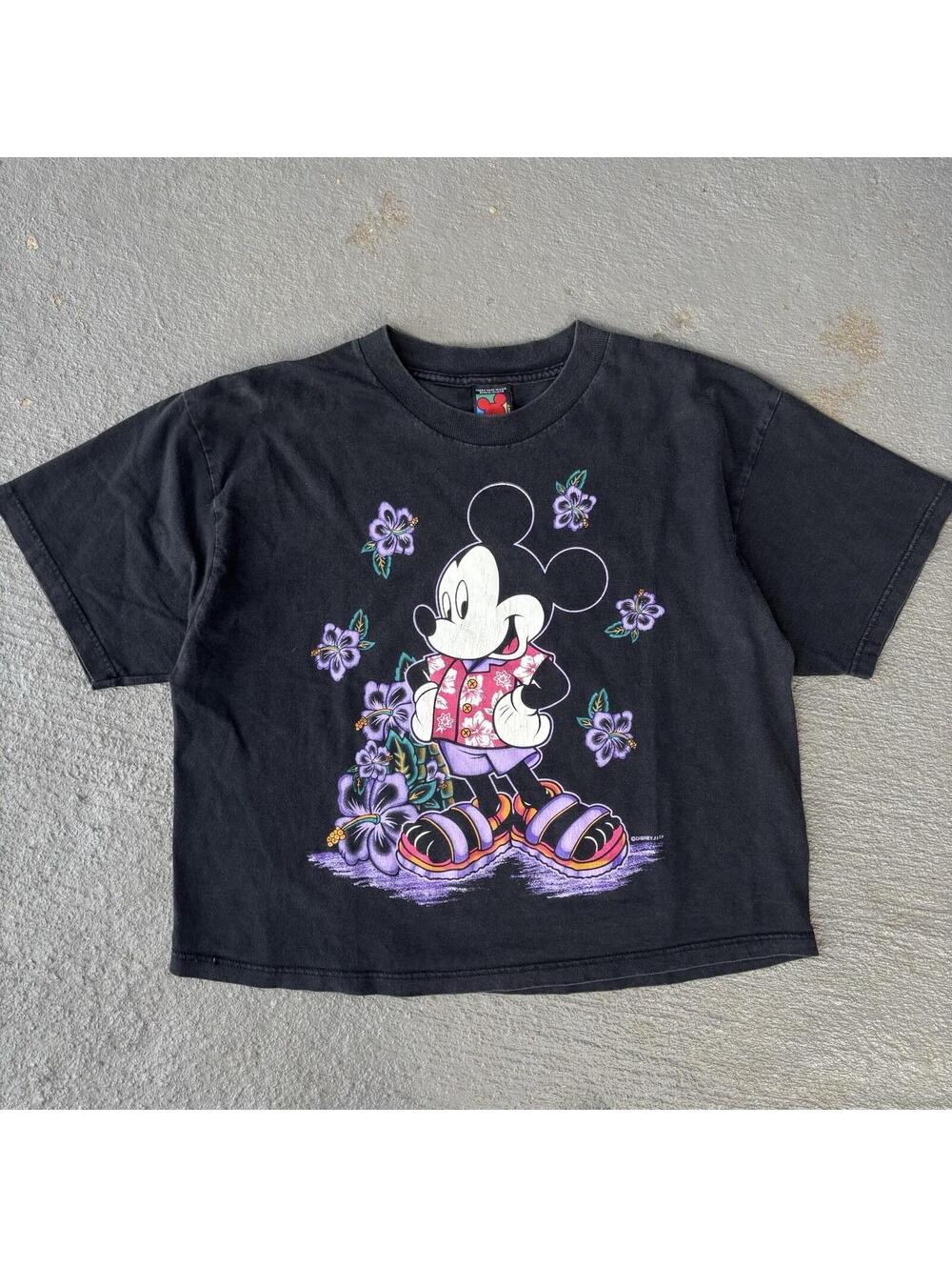 Vintage Disney Mickey Mouse Unlimited Hawaii Boxy Medium Shirt Jerry Leigh 90s